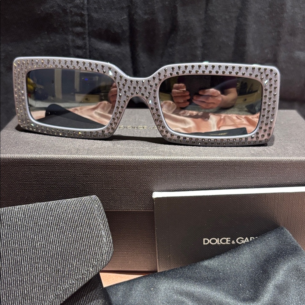 Dolce & Gabbana Studded Gray Sunglasses